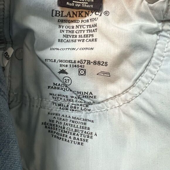 Blank NYC Blue Jean Shorts Distressed Cut-Off Hem Sz 27 - Picture 3 of 10